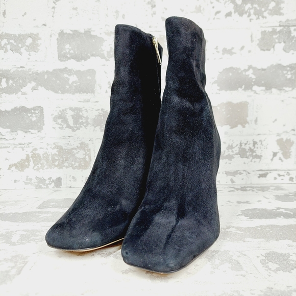 Sam Edelman Codie Black Suede Leather Block Heel Ankle Boots M372 - Picture 2 of 12